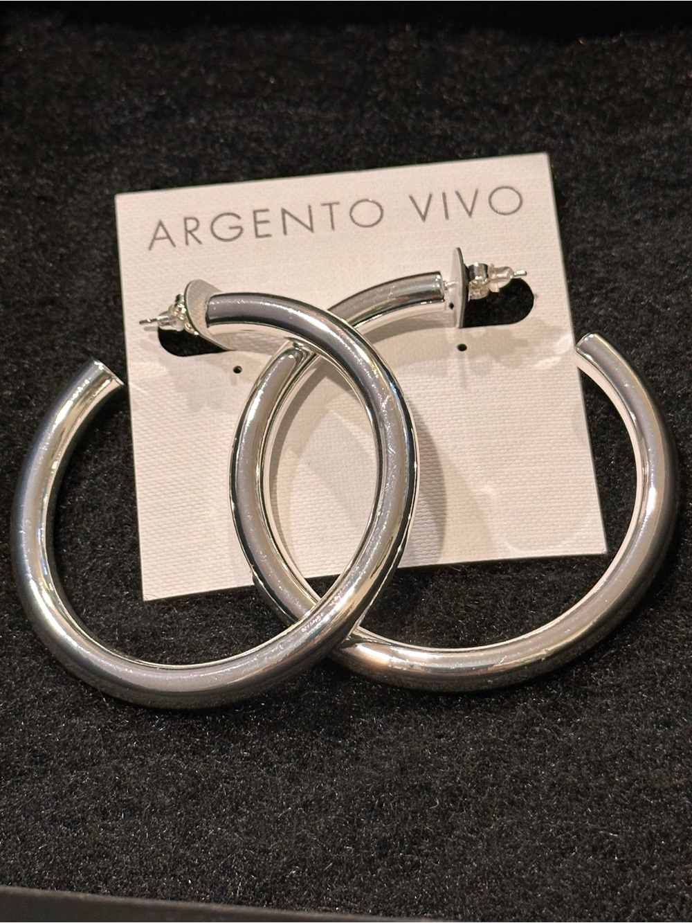 Argento Vivo Thick Silver Hoop Earrings 2.25” Chunky Lightweight